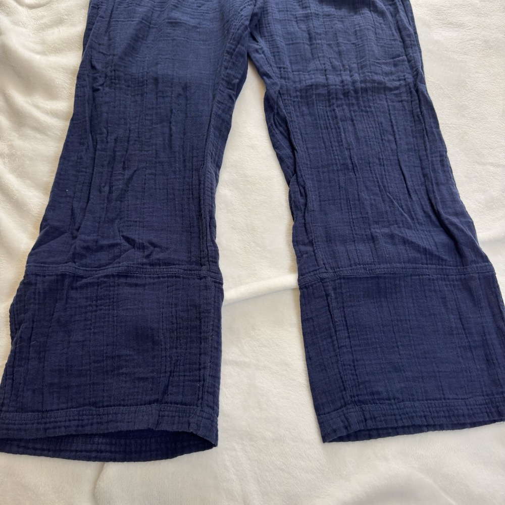 Pact Navy Organic Cotton Gauze Pull On Wide Leg Split Hem Pants Size XLarge - Picture 8 of 12